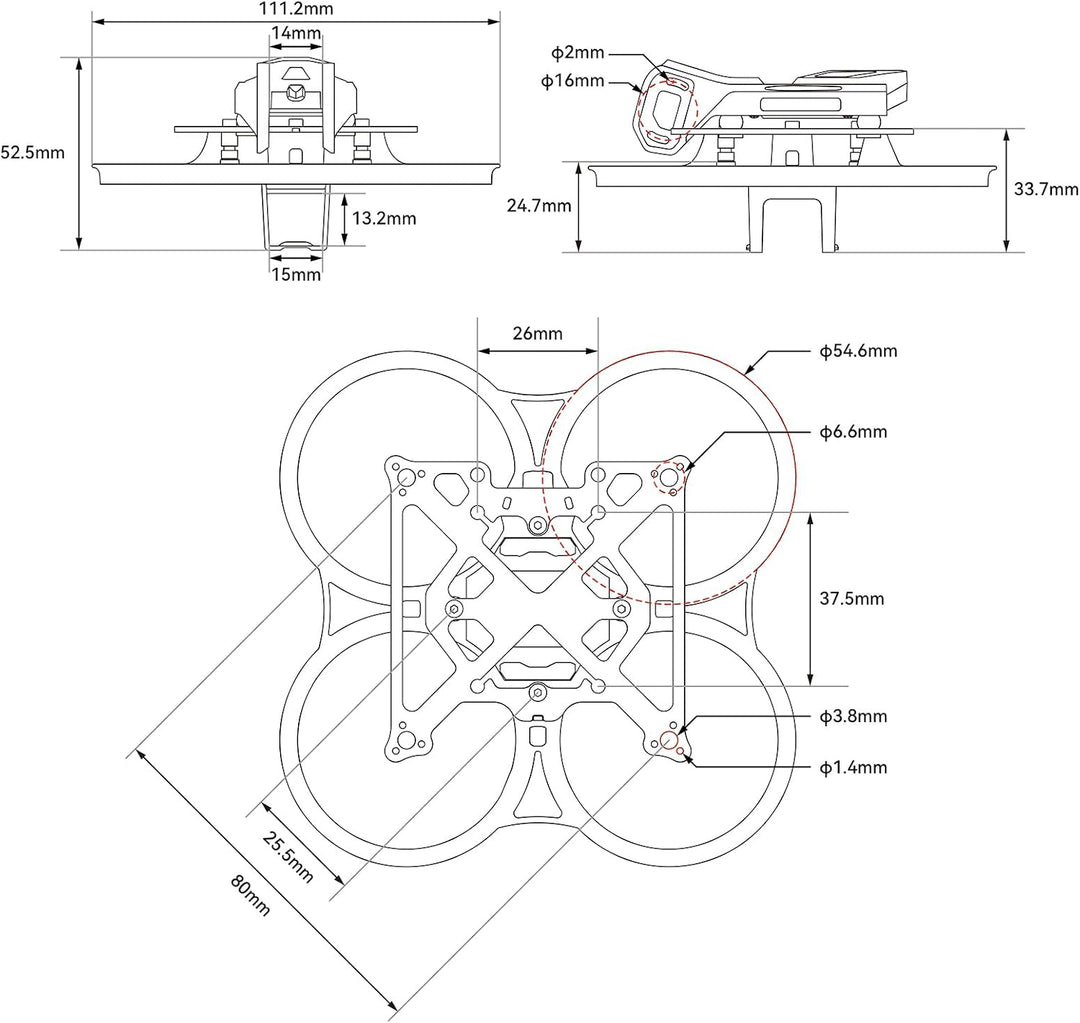 BETAFPV Pavo Pico II Brushless Whoop Frame with HD VTX Bracket | 4-Screw Easy Assembly, Vibration-Da