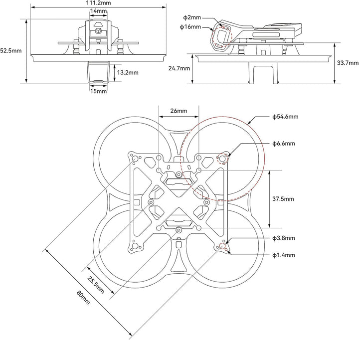 BETAFPV Pavo Pico II Brushless Whoop Frame with HD VTX Bracket | 4-Screw Easy Assembly, Vibration-Da