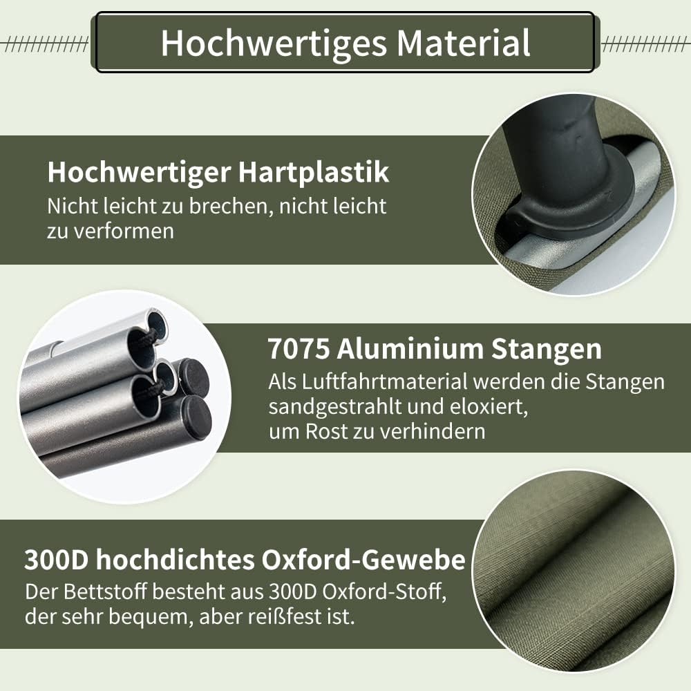 TOMOUNT Feldbett Ultraleichtes Klappbett aus Aluminium Kompaktes tragbares Campingliege einfach zu B