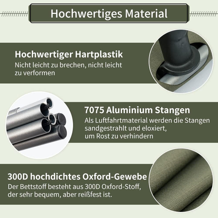 TOMOUNT Feldbett Ultraleichtes Klappbett aus Aluminium Kompaktes tragbares Campingliege einfach zu B