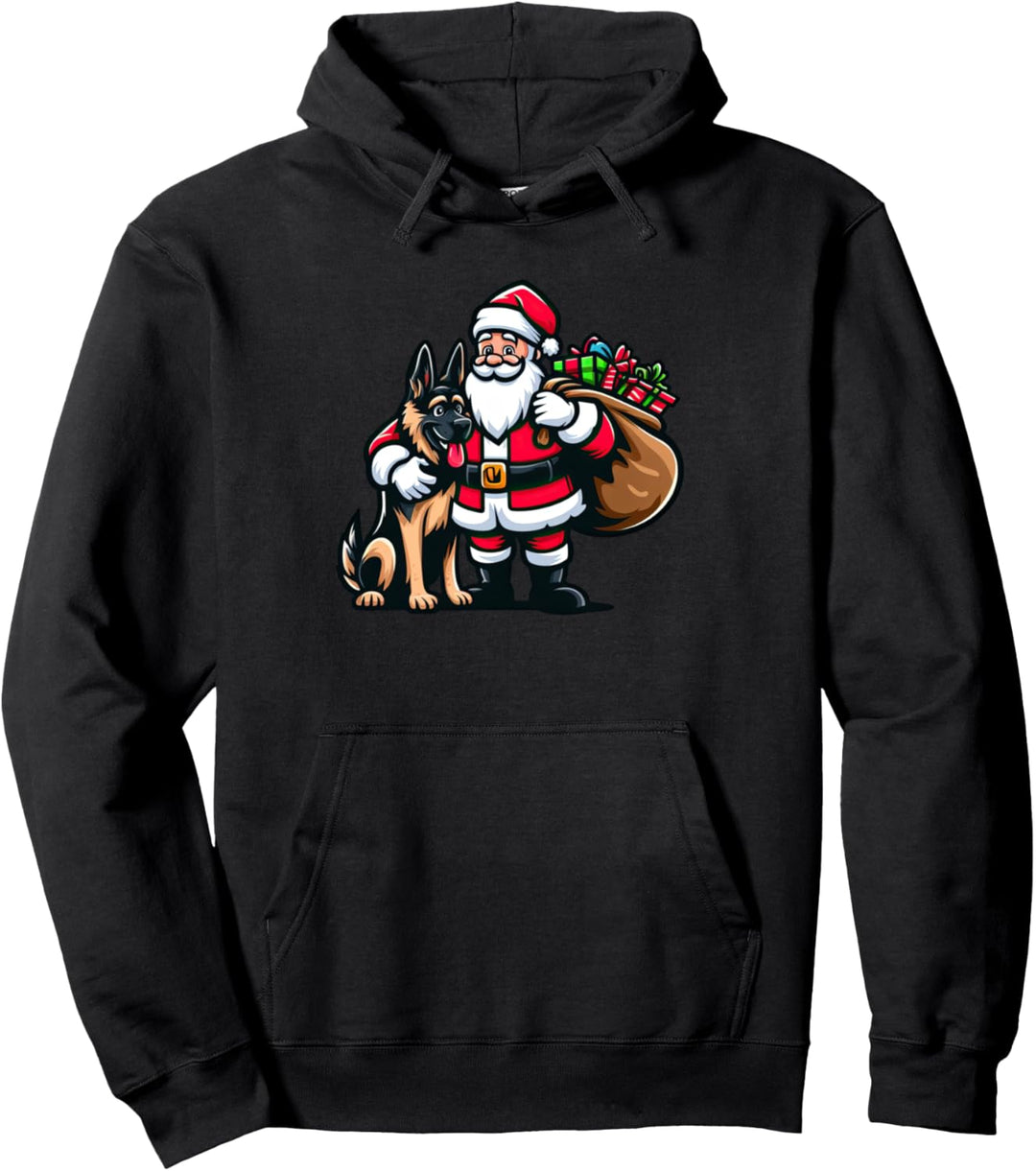 Deutscher Schäferhund Weihnachtsmann Lustiger Hund Weihnachten Pullover Hoodie