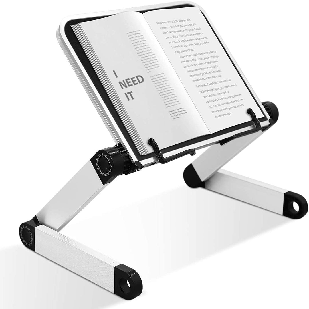 LYFETC Schwarzer Bücherständer Leseständer mit Stützfüssen, winkelverstellbar ergonomisch, Buchhalte