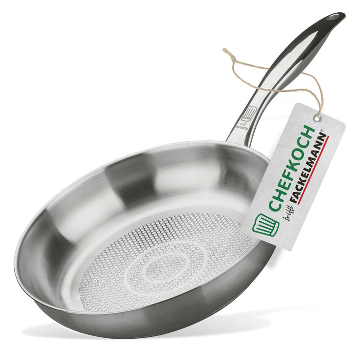 FACKELMANN Chefkoch Bratpfanne Ø24 cm mit Wabenboden – Pfanne aus hochwertigem Edelstahl – Für alle