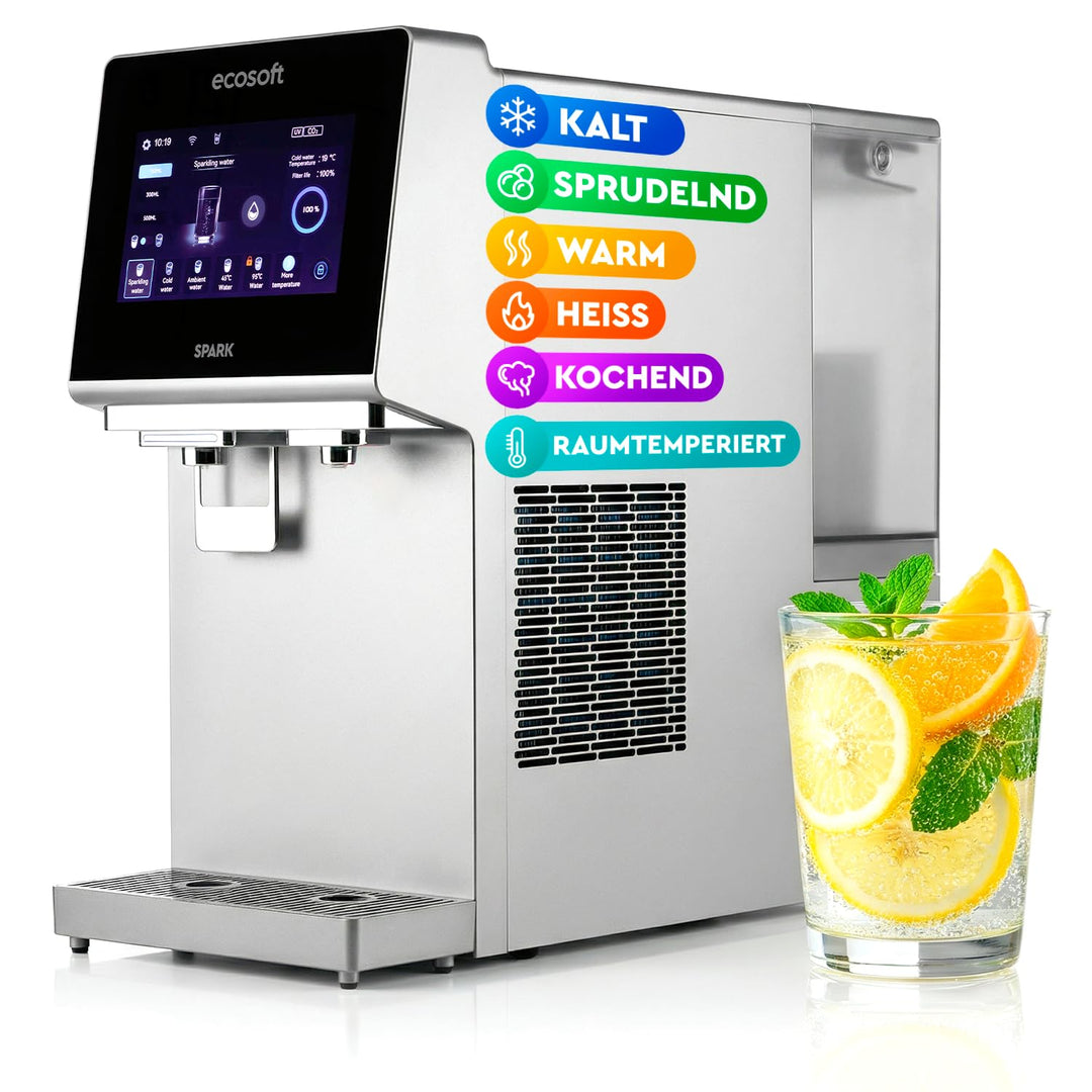 Ecosoft Wasserspender Spark – Auftisch Osmoseanlage mit 4-Stufiger-Filtrierung – UV-Reinigung, Touch
