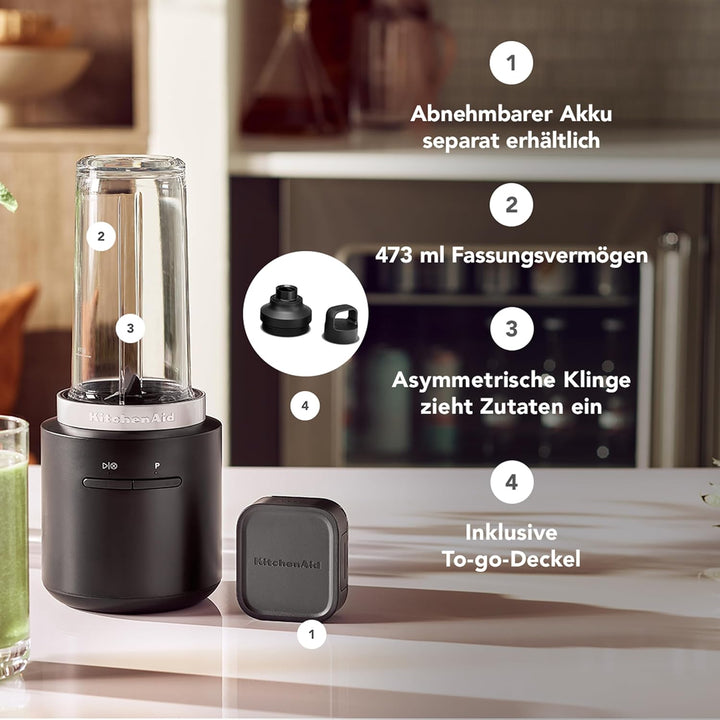 KitchenAid Kabelloser Personal Blender - Go Cordless - 473 ml BPA-freier Becher - Pulse-Taste - Edel
