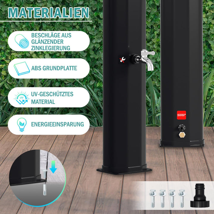 Randaco Solardusche 35L Solar Gartendusche warmes Wasser Bis Zu 60°C Ohne Stromanschluss Pooldusche
