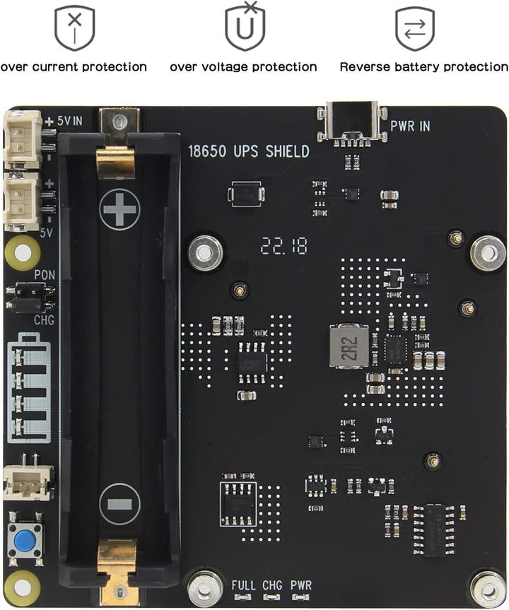Geekworm Raspberry Pi 4 UPS X703, Ultra-compact 18650 UPS Shield with Auto Power On for Raspberry Pi