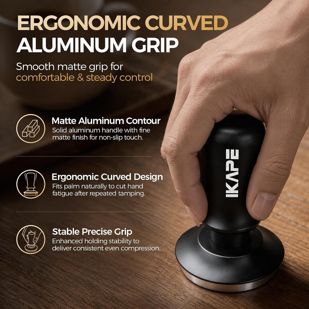 IKAPE 51mm Espresso Tamper, Premium Barista Kaffee Tamper mit kalibrierten Feder belastet, 100% Edel