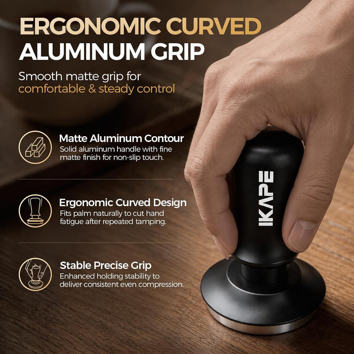 IKAPE 58.35mm Espresso Tamper, Premium Barista Kaffee Tamper mit kalibrierter Feder belastet, 100% E