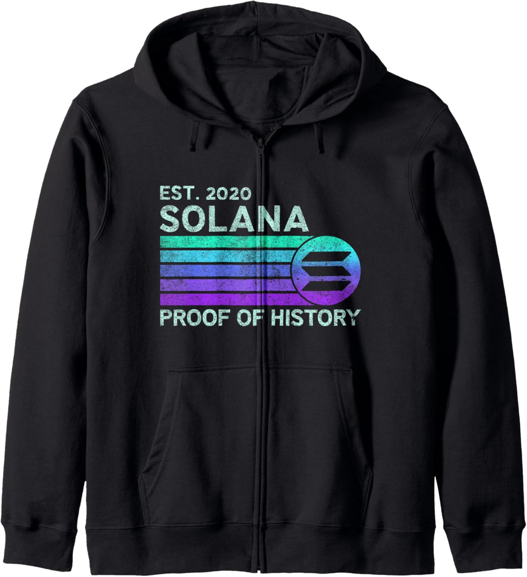 Vintage-Solana-SOL-Kryptonachweis der Geschichte | Retro Solana Kapuzenjacke