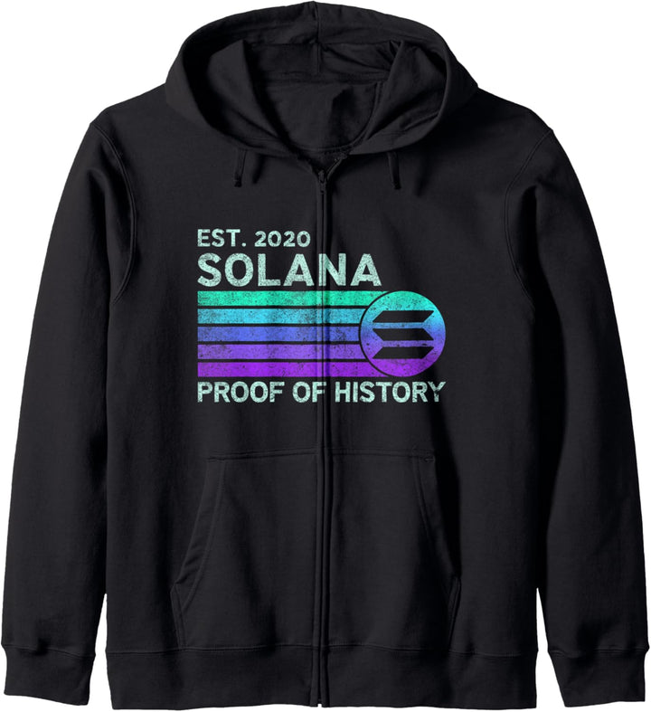 Vintage-Solana-SOL-Kryptonachweis der Geschichte | Retro Solana Kapuzenjacke