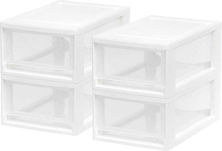 Iris Ohyama MSD-1 Kompakte Stapelschublade, weiss, 6 Quart, 4 Stück, Kunststoff, 7L / 4er-Set, 4