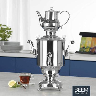 BEEM SAMOWAR Romanov - 5 l | Teekocher elektrisch | 1.800 W | Edelstahl | 5 l Wasserbehälter | 1,3 l