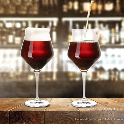 PLATINUX Biergläser Edel 400ml (max. 460ml) Biertulpen Set 6-Teilig aus Crystalline Glas Spülmaschin