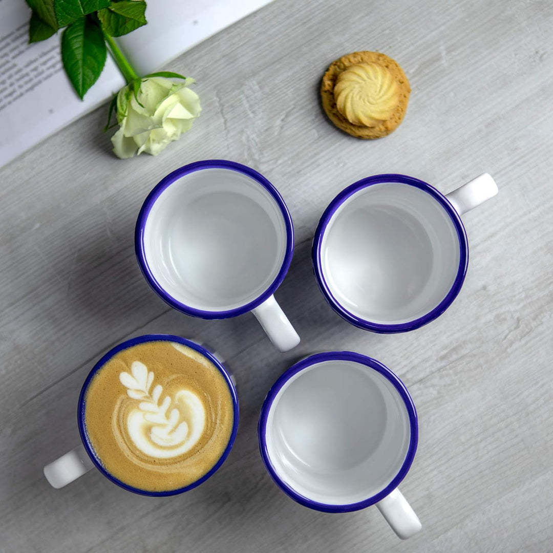 City to Cottage® - Keramik XXL Becher 500 ml | Kaffeebecher | Blau-Weiss gestreift | Handgemacht | K