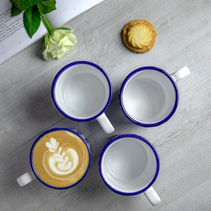 City to Cottage® - Keramik XXL Becher 500 ml | Kaffeebecher | Blau-Weiss gestreift | Handgemacht | K