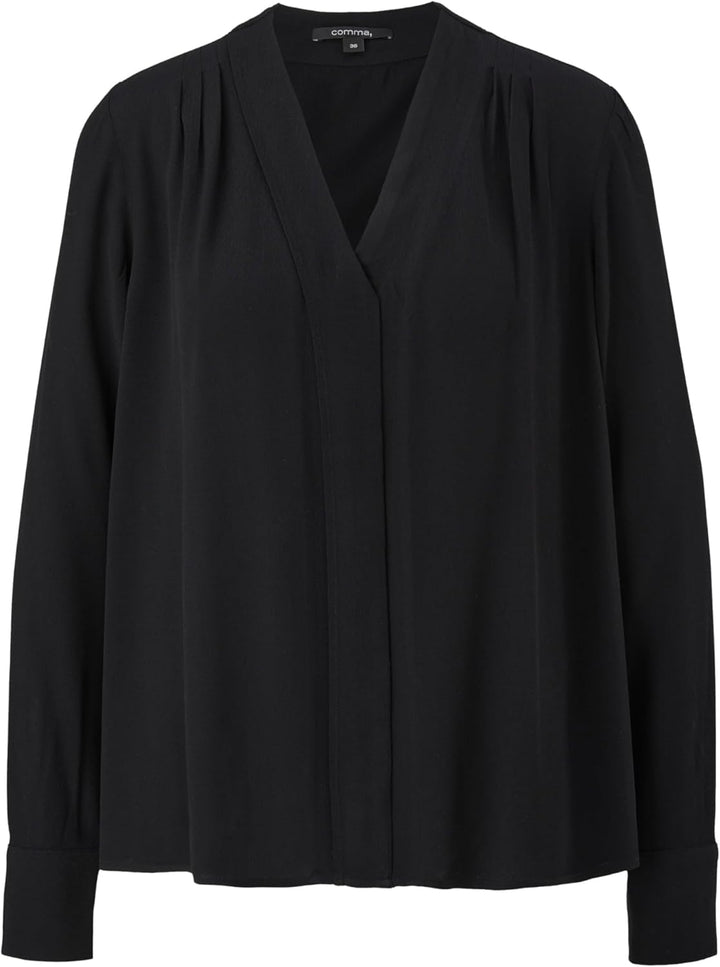 Comma Crêpe-Bluse mit Plisseefalte 36 9999_schwarz, 36 9999_schwarz