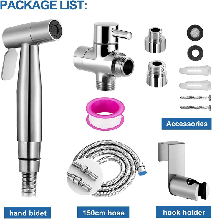Bidet Handbrause Set, Premium Edelstahl Gebürstet Bidet Handbrause, Bidet Sprayer für Dusche Badezim