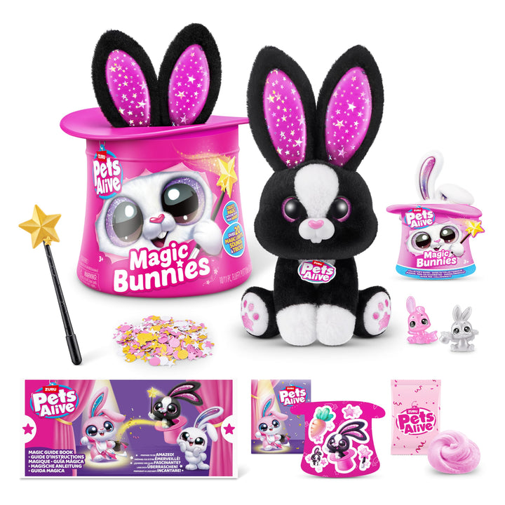 Pets Alive 9549D Magic Bunnies von ZURU, Black Bunny (Sootie), Large (32 cm), Black Bunny (Sootie)
