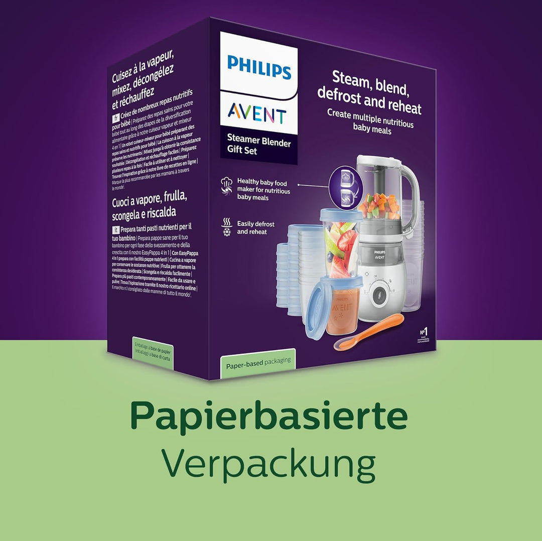 Philips Avent Geschenkset mit Dampfgarer und Mixer – 4-in-1-Babynahrungszubereiter, Dampfgaren, Mixe