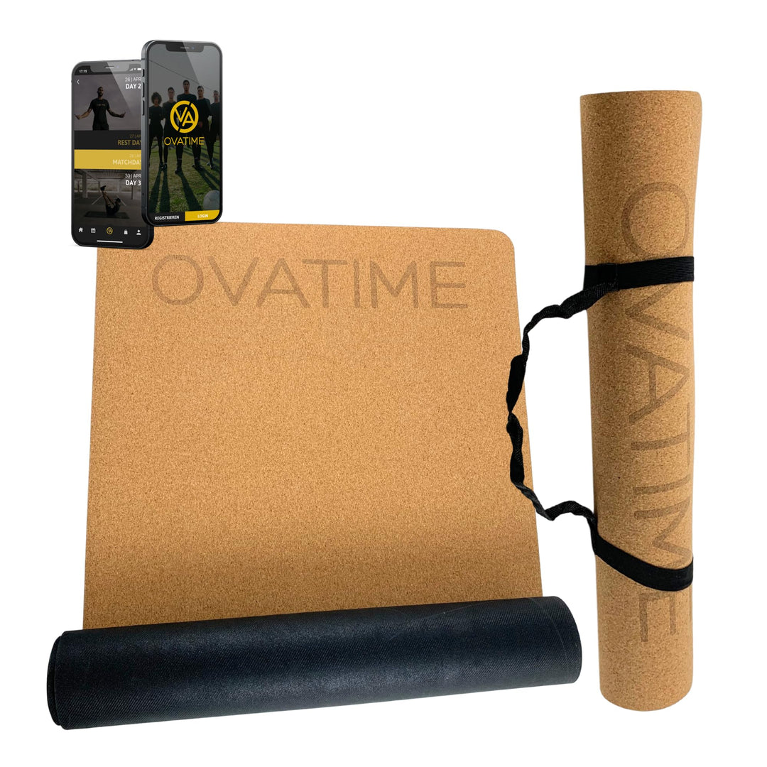 OVATIME Kork Gymnastikmatte – rutschfest &amp; wasserabweisend – Yogamatte aus Naturkork &amp; Naturkautschu