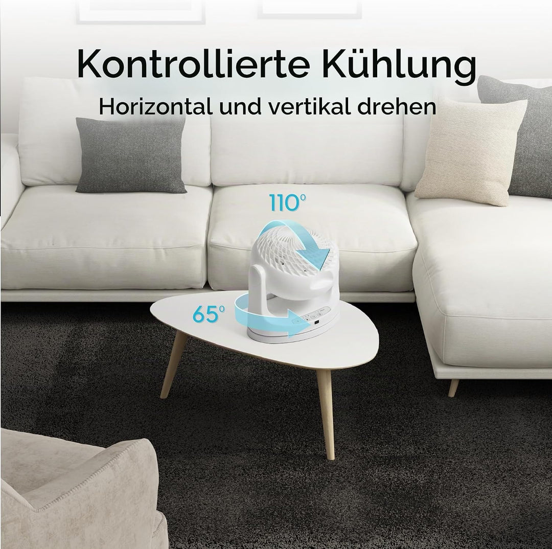 Woozoo ® by Ohyama, Leistungsstarker Tischventilator, 50W, Oszillation, mit Fernbedienung, Timer, Fü