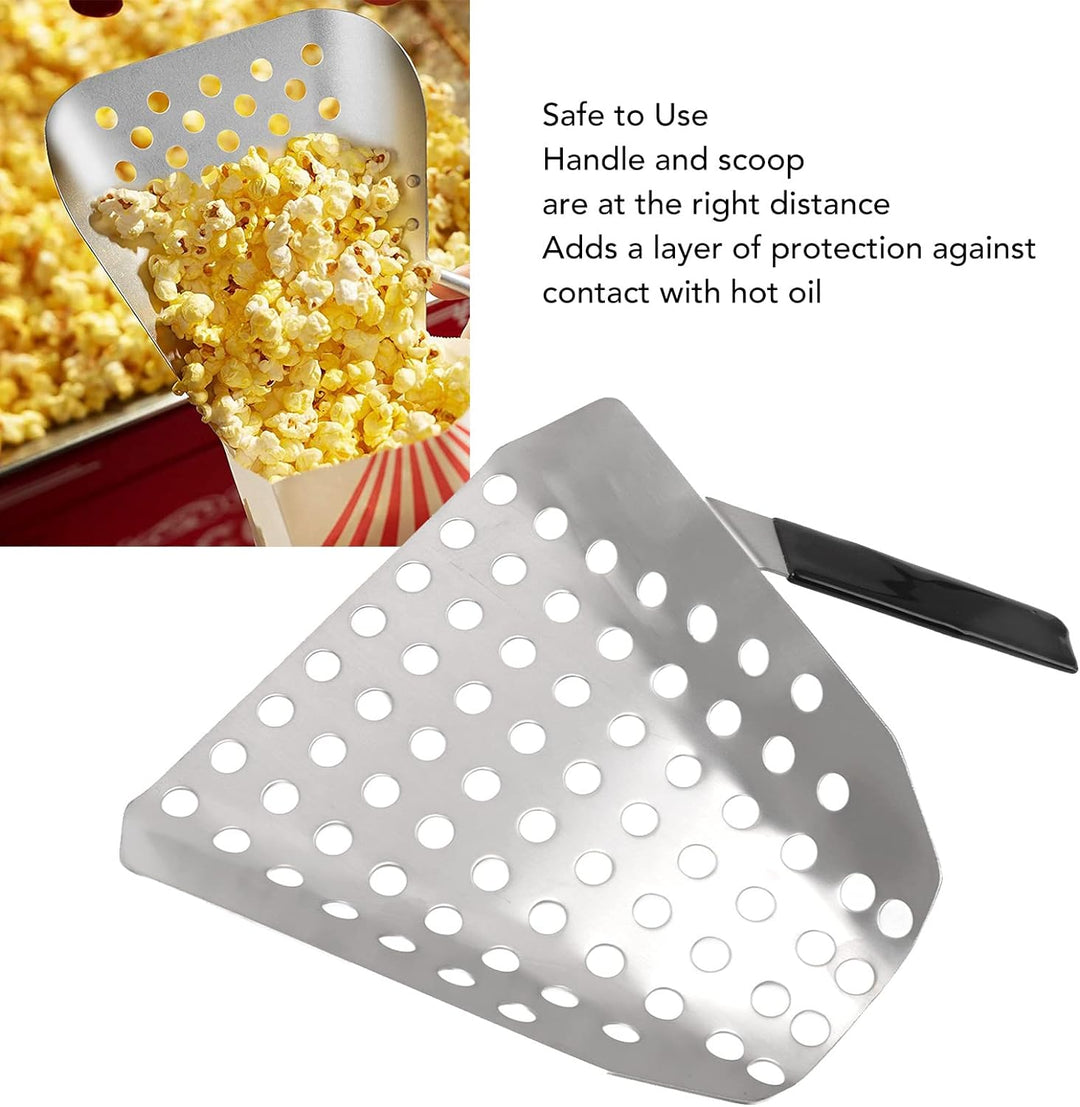 Edelstahl-Popcorn-Schaufel, Einhand-Pommes-Schaufel mit Löchern, Kernel-Siebgeschwindigkeitsschaufel