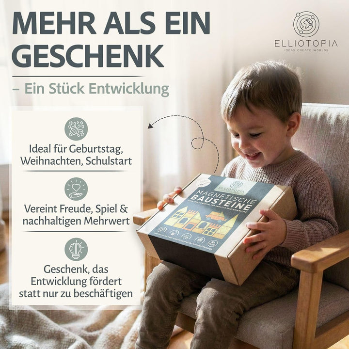 Magnetische Bausteine für Kinder ab 3 Jahren inkl.Auto, 50-teilig -pädagogische Magnetsteine, Montes