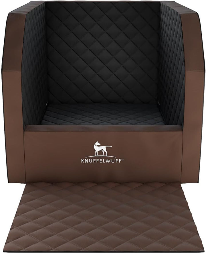 Knuffelwuff Cargo Hunde Transportbox fürs Auto Rücksitz 60 x 50 x 50 cm Braun/Schwarz | Memory Foam