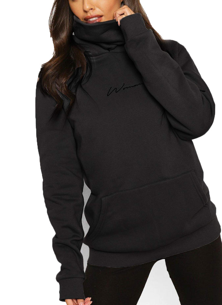 TrendiMax Damen Hoodie Kapuzenpullover Langarm Sweatshirt Winter Pullover Hochkragen Sweatjacke Kapu