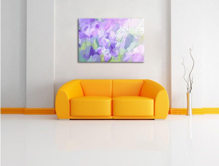 Pixxprint Lilane Lavendelblumen Kunst als Leinwandbild/Grösse: 100x70 cm/Wandbild/Kunstdruck/fertig