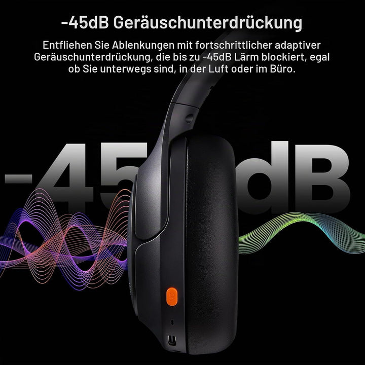 TOZO HT3 Kopfhörer Kabellos Bluetooth Over Ear, Noise Cancelling Kopfhörer mit 5 Mics,90 Std, Hi-Res