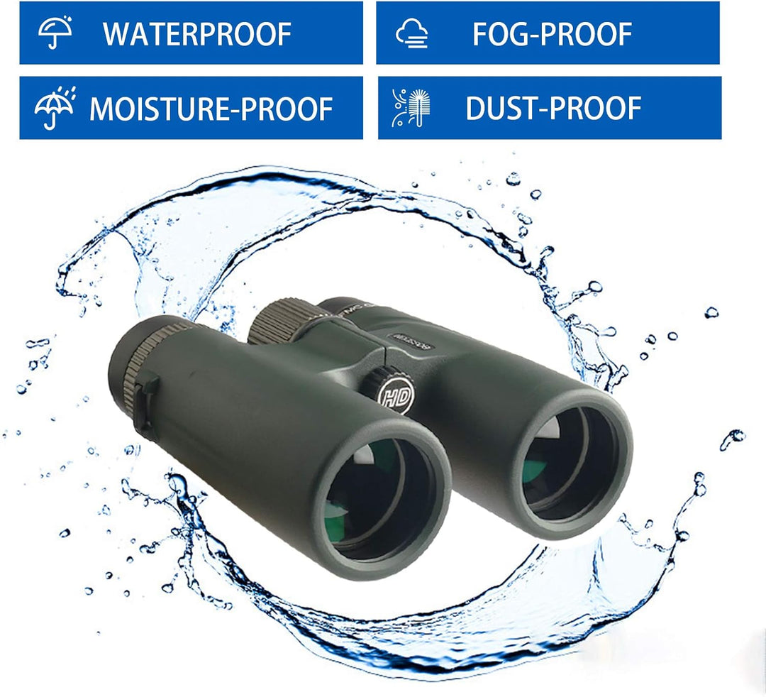 Fernglas,12x42 Hd Feldstecher Ferngläser,wasserdichtes Hochleistungsfernglas Mit Nachtsicht Bei Schl