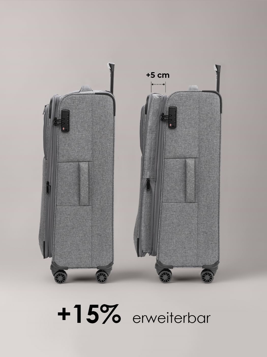 REDOLZ Essentials 12 Koffer-Set 3-teilig für Damen & Herren | leichte & stabile Reise-Trolleys, hoch