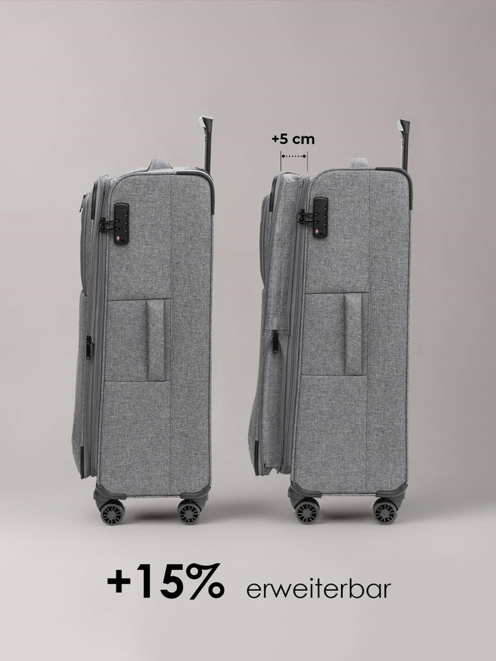 REDOLZ grosser Weichschalen Koffer für Damen & Herren | Leichter Trolley 77 cm mit 4 Doppelrollen &