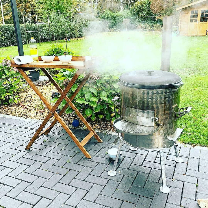 SYTON Gusseisen Kessel Bräter Schmortopf Wok Gulaschkessel Asiatische Kasan Kazan (8 Liter mit Decke