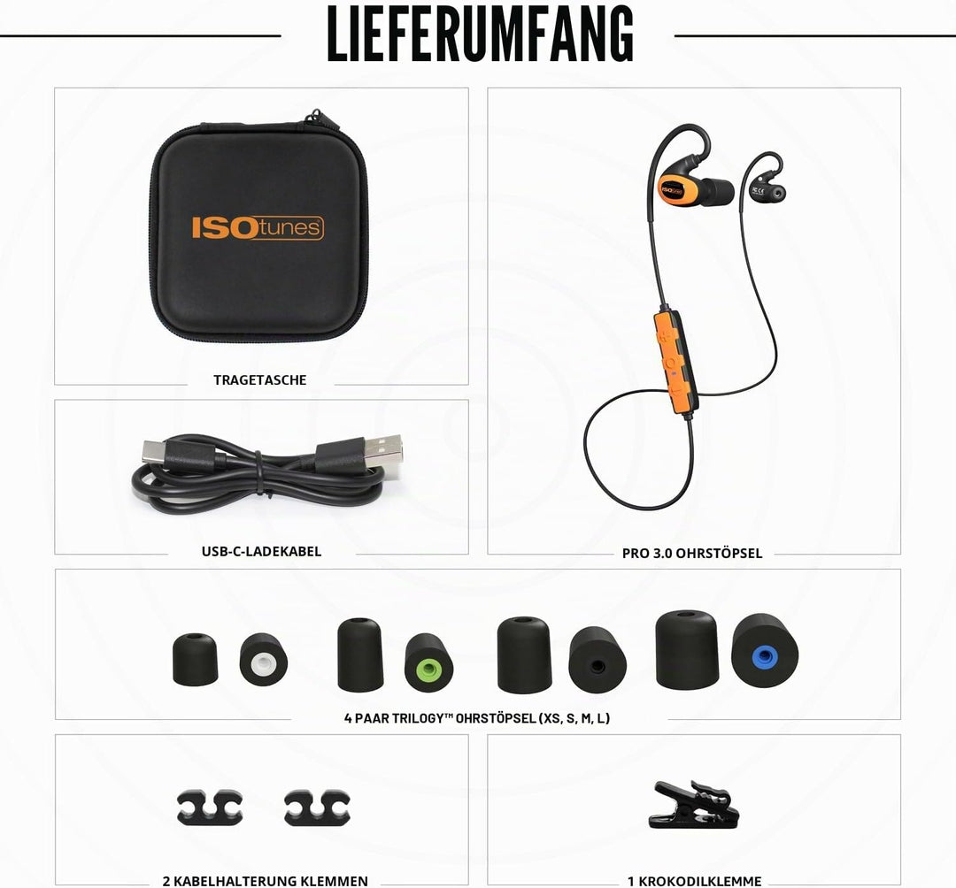 ISOtunes PRO 3.0 EN 352 Bluetooth Gehörschutz Ohrhörer, 36 dB SNR, IP67 wasser- und staubdicht, 20 S