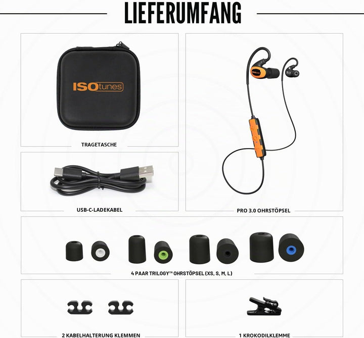 ISOtunes PRO 3.0 EN 352 Bluetooth Gehörschutz Ohrhörer, 36 dB SNR, IP67 wasser- und staubdicht, 20 S