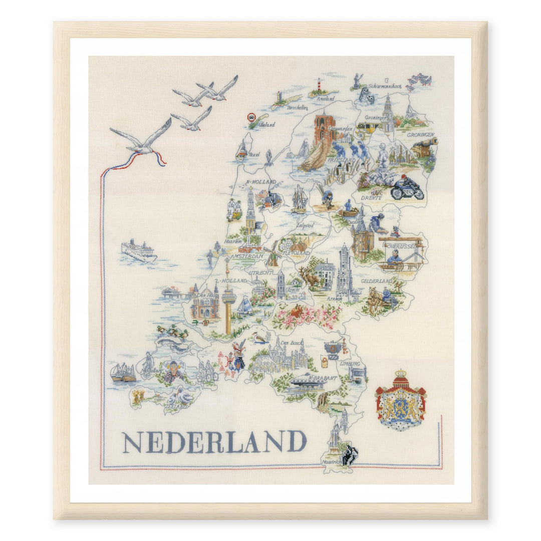Lanarte PN-0175289 Kreuzstichset Landkarte der Niederlande, Zählmuster Zählmusterpackung, Baumwolle,