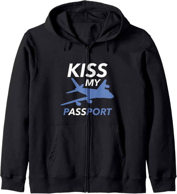 Kiss My Passport Fernweh Urlaub Reisen Weltreise Kapuzenjacke