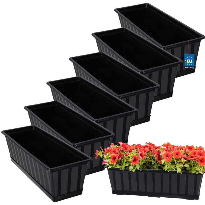 KOTARBAU® 6er Set Blumenkasten - Blumentopf für Balkon - 50 x 18 x 14 cm - Anthrazit - Balkonkasten