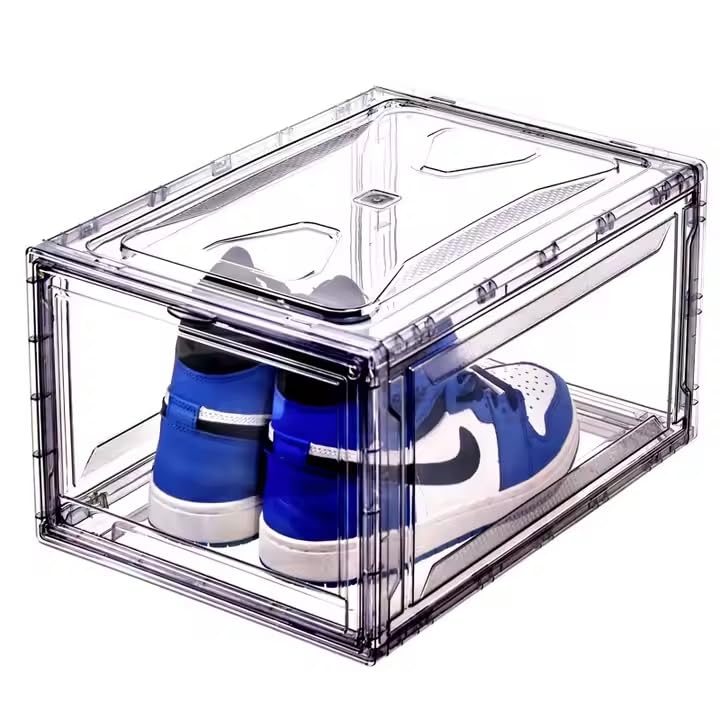 POSH Schuhbox Kunststoff Stapelbare, Magnetische Schuhaufbewahrungsbox für Sneaker Transparent (1),