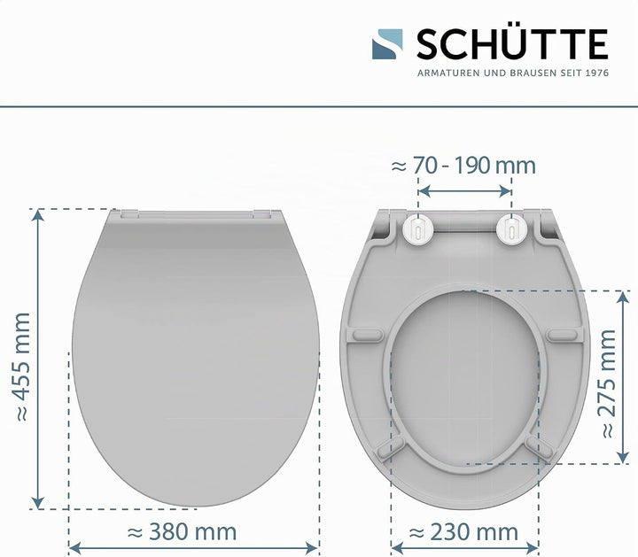 SCHÜTTE 82702 WC-Sitz Duroplast SLIM GREY, Toilettensitz mit Absenkautomatik und Schnellverschluss f