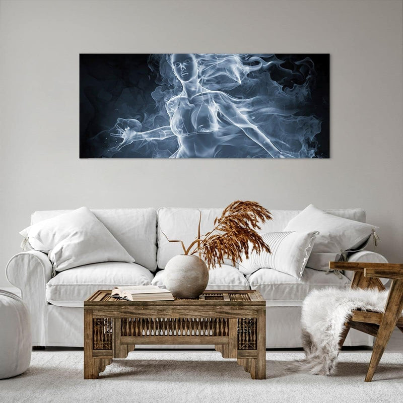 Wandbilder Dekoration Wohnzimmer Mädchen rauch nebel kunst Panorama Bilder auf Leinwand 120x50cm Lei