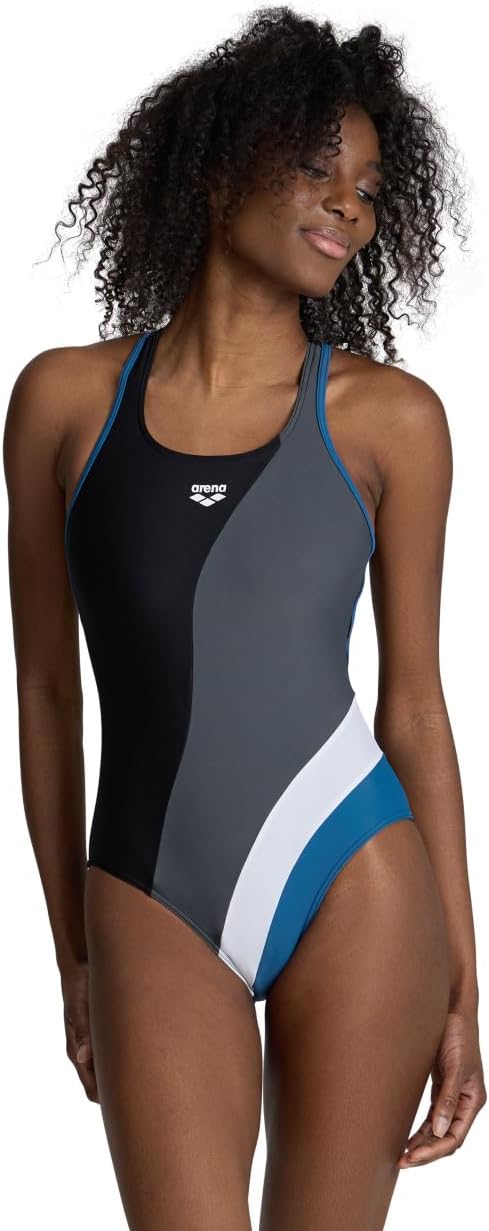 ARENA Damen Women's Waves Profile Swimsuit Swim Pro Back One Piece Swimsuit (1er Pack), 36 Black-asp