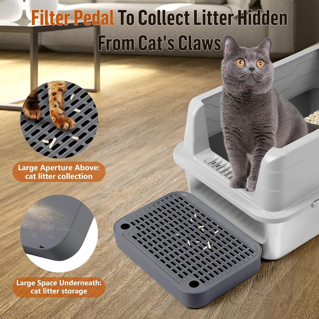 Kalolary Katzenstreu-Rampe mit Filtersystem – rutschfeste Treppe für Katzentoilette, Litter Catcher