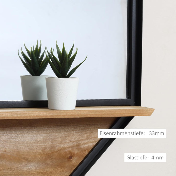 HOMCOM Achteck Wandspiegel Hängespiegel 61 x 61cm Wohnzimmerspiegel Flurspiegel für Schlafzimmer Sch