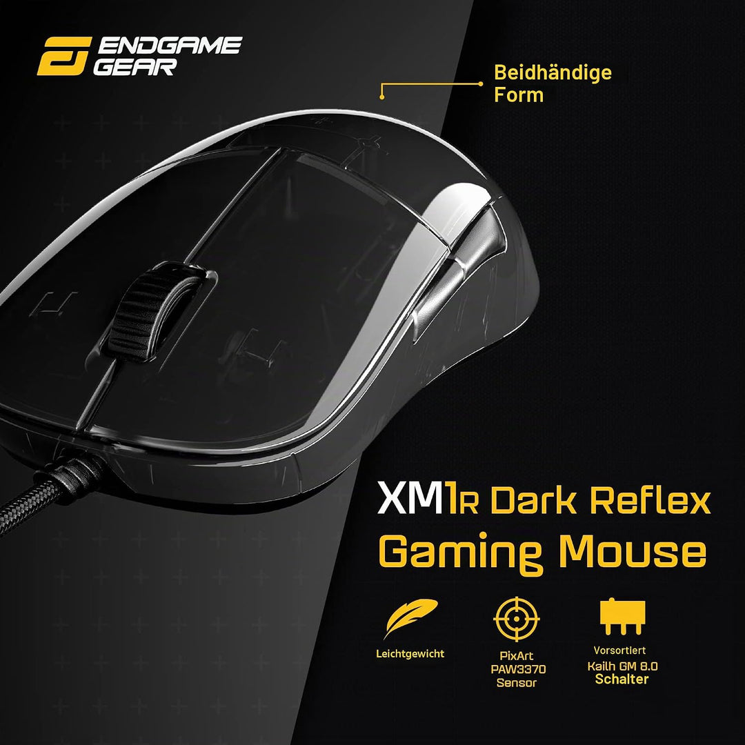 ENDGAME GEAR XM1r Gaming Maus mit Kabel – Optischer PixArt PAW3370-50 : 19.000 DPI - 5 Tasten - GM 8