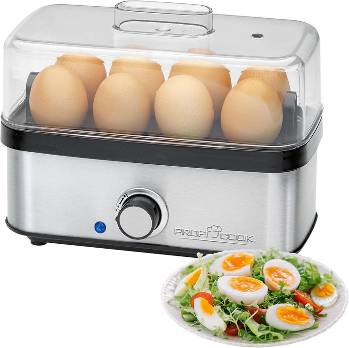 ProfiCook® Eierkocher für bis zu 8 Eier | Egg Cooker mit Omelett-/Pochier-Funktion | Egg Boiler mit