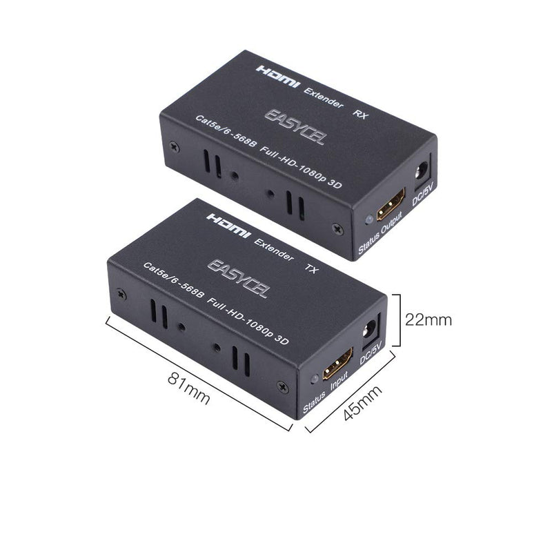 EASYCEL 60M HDMI Extender (Sender und Empfänger) Über Single RJ45 Cat5e Cat6 Cat7-Kabel bis zu 60m L